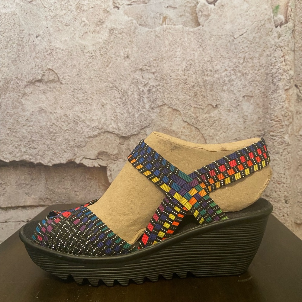 Bernie Mev Multi Coloured Stretch Sparkle Wedge Sandal